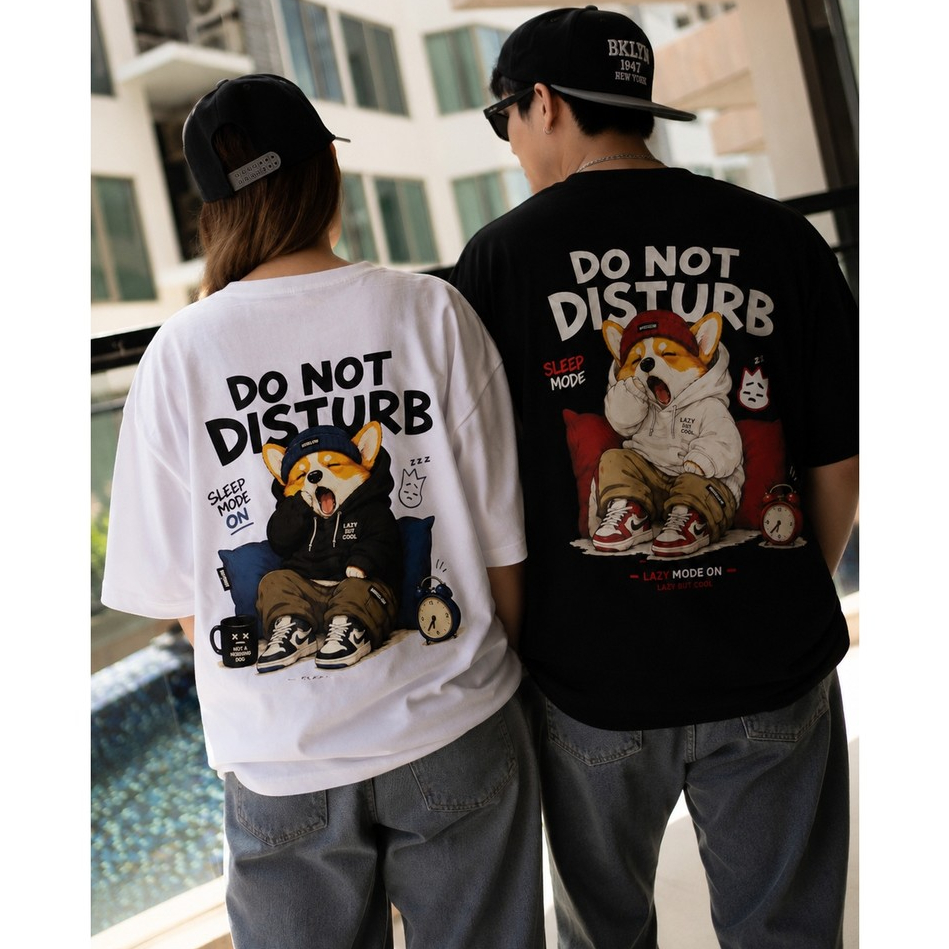 เสื้อยืดโอเวอร์ไซซ์ NINELOW รุ่น MOOD MODE CLUB ลาย DO NOT DISTURB เสื้อสตรีท Oversize Cotton 100% Comb 20 Unisex