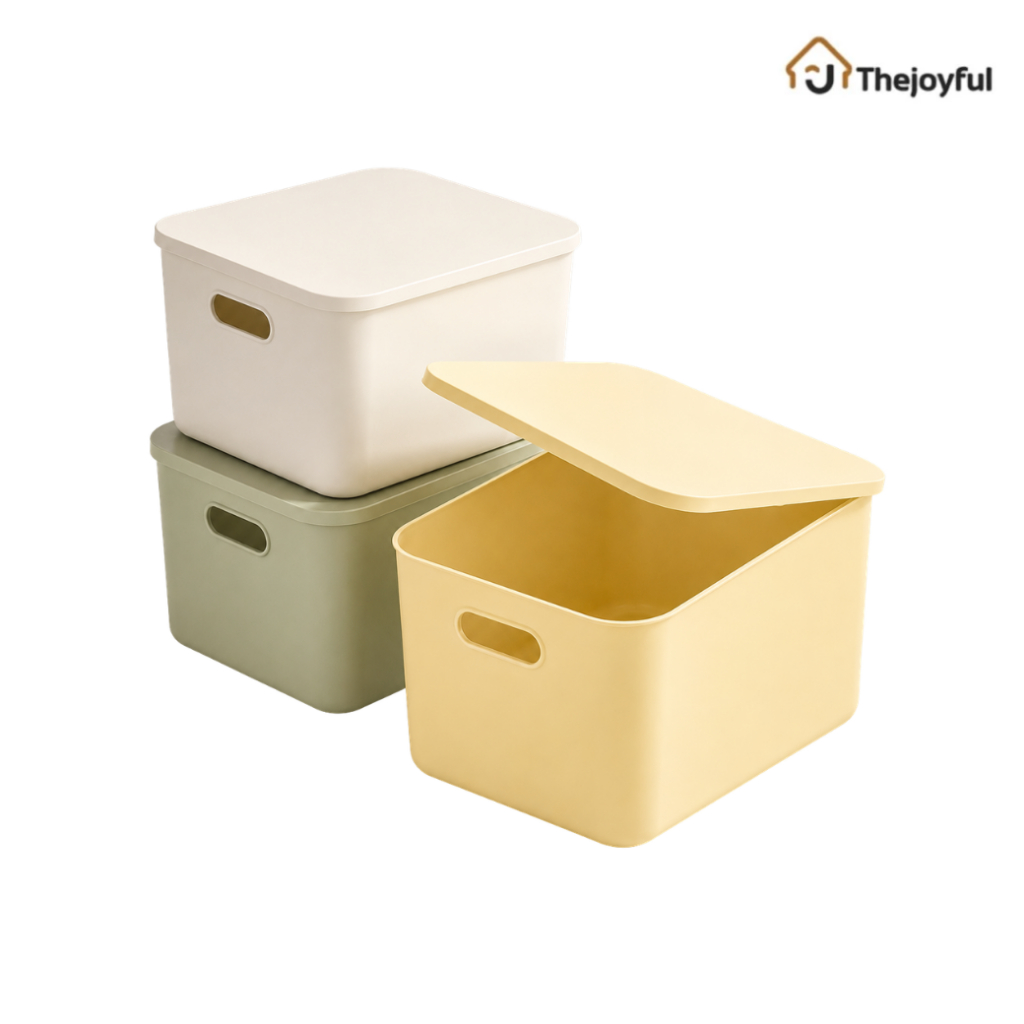 Thejoyful กล่องเก็บของ กล่องเก็บของประหยัดพื้นที่ Storage Box วางซ้อนกันได้ มีหลายขนาด