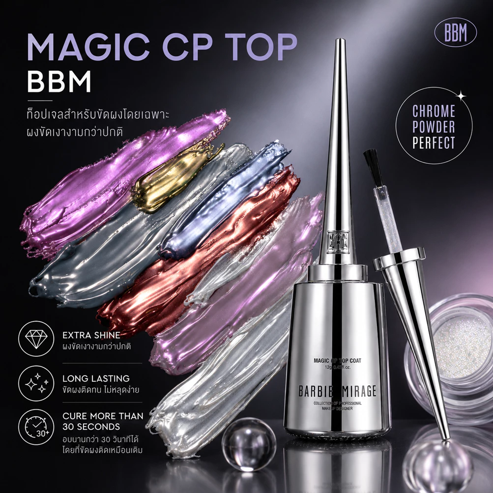 ท็อปขัดผง ท็อปเจลสำหรับขัดผงเงา Magic CP Top Coat BBM (TPO free + HEMA free + TMPTA free)