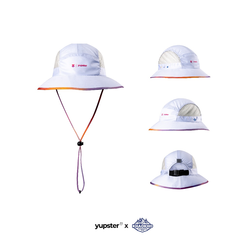 YUPSTER หมวกบัคเก็ท Khaokho Marathon 26 Collection - Bucket Pro White หมวกเทรล หมวกกันแดด