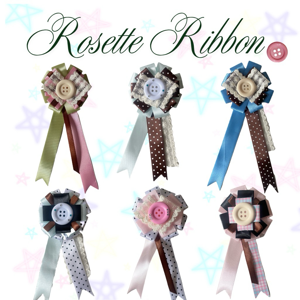 เข็มกัด พวงกุญแจRosette ribbon โบว์เหรียญรางวัล ติดแฟชั่น ของขวัญ
