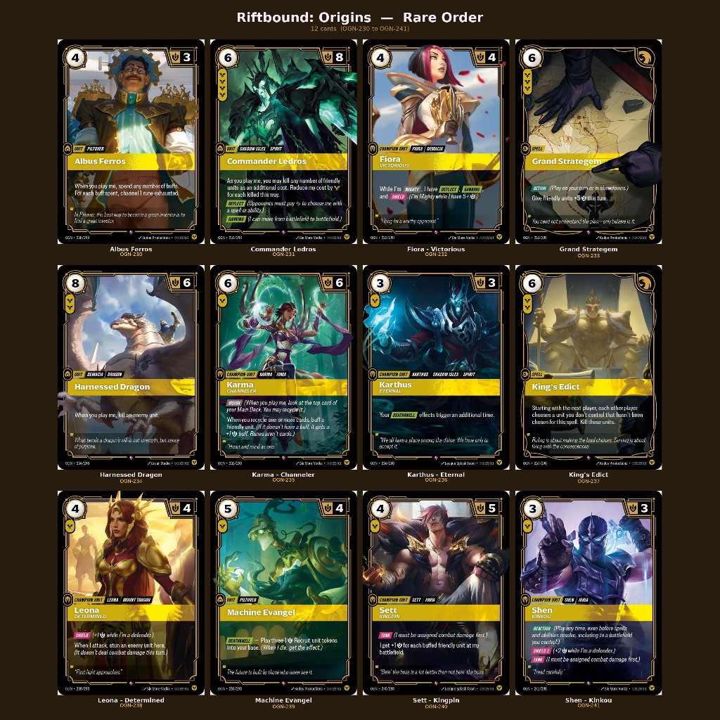 Riftbound : Origins Rare single card (Order)