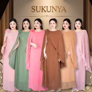 Sukunya 6442 : ชุดเดรสผ้าชีฟองทั้งตัวงานหรูหราพรีเมี่ยม