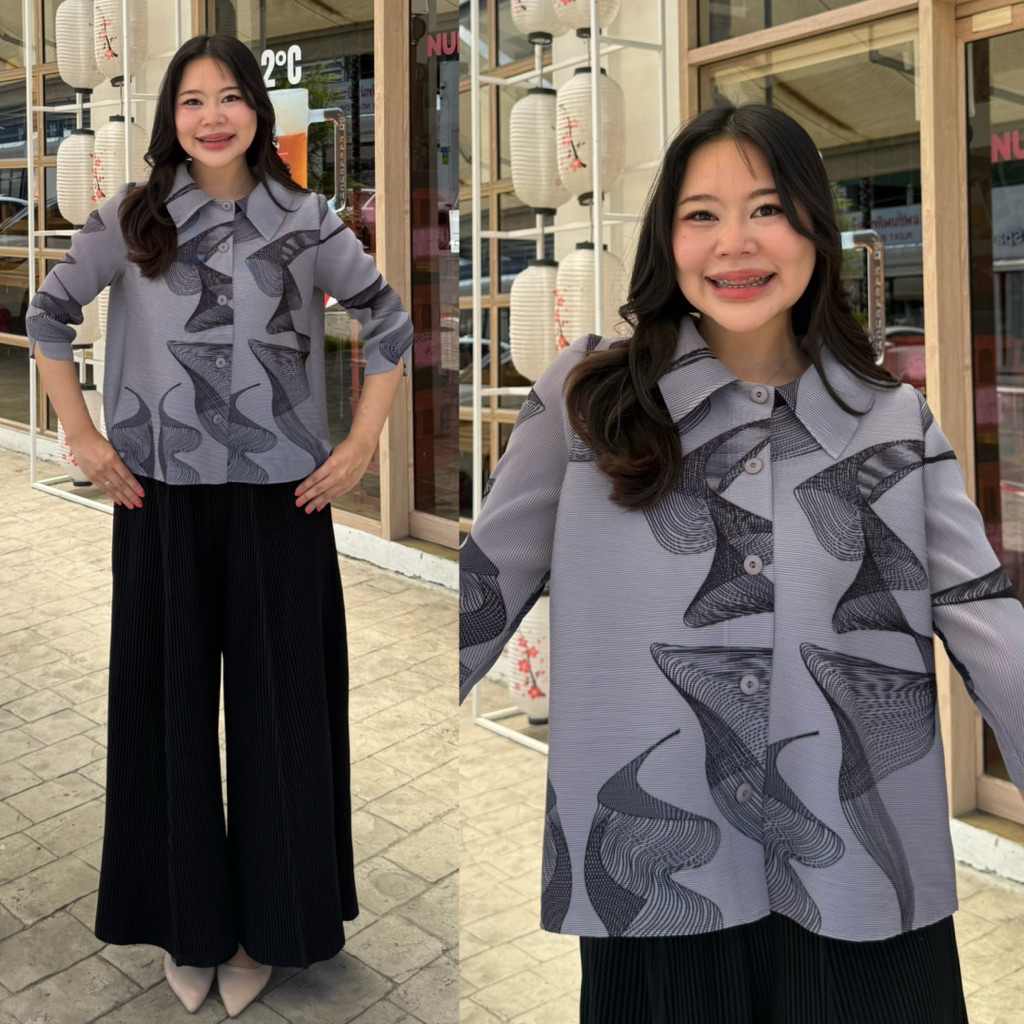 PleatByNisa B64 เสื้ออัดพลีทผ้าพรีเมียม เนื้อผ้าคุณภาพ Polyester100%