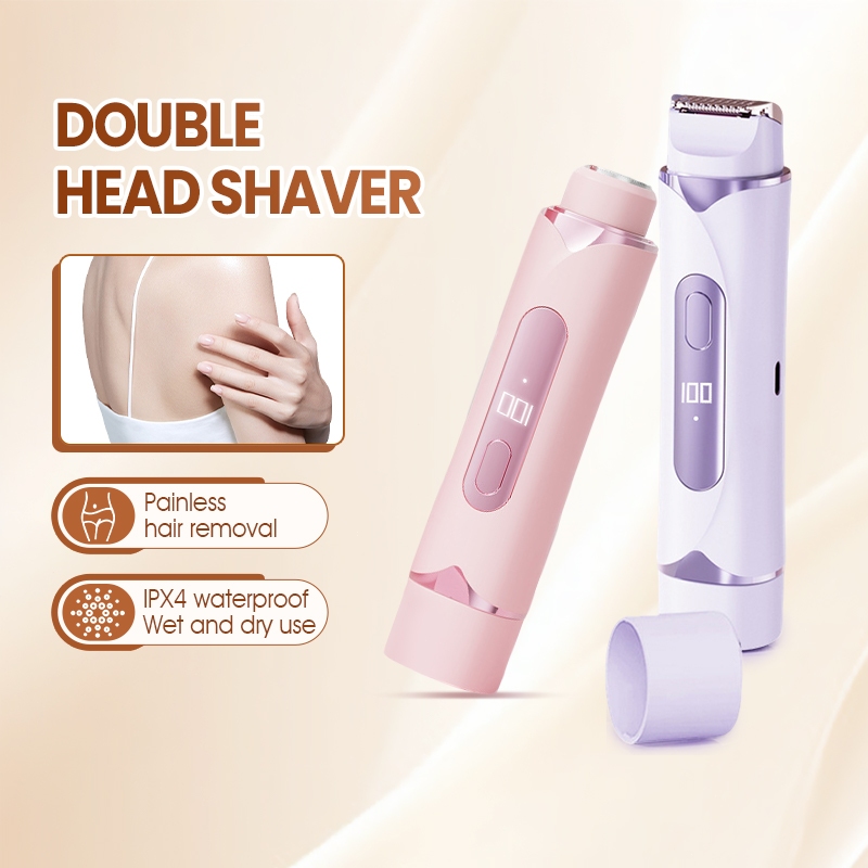 เครื่องโกนขน 2-in-1เครื่องกำจัดขนไฟฟ้าแบบพกพา แสดงผลLED เครื่องกำจัดขนสำหรับผู้หญิง สำหรับรักแร้ บิกินี่ และขาหนีบ