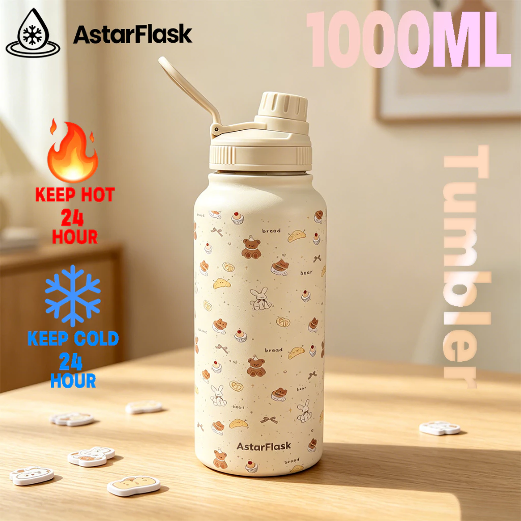 AstarFlask 1000ml ขวดสูญญากาศร้อน / เย็นถ้วยฉนวนน้ำดื่มขวดเครื่องดื่มถ้วยแบบพกพาพิมพ์ 3D