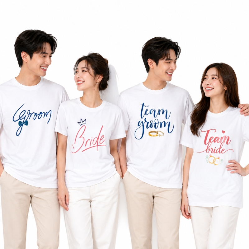 เสื้อทีม งานแต่ง สีขาว เจ้าบ่าว เจ้าสาว ถ่ายพรีเวดดิ้ง Bride groom งานไทย will you marry me