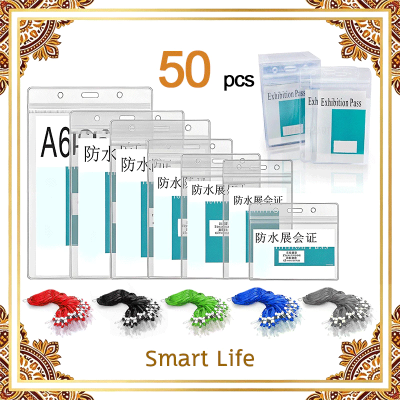 [แพ็ค50ชิ้น] ที่ใส่บัตรพนักงาน สายคล้องคอป้ายชื่อ กรอบบัตร ป้ายห้อยบัตร แนวตั้ง/นอน