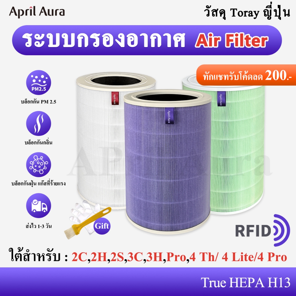 [วัสดุญี่ปุ่น] ไส้กรองอากาศ For Xiaomi 3H/Pro/4/Lite/4Pro มี RFID เกรดศูนย์ HEPA H13 (ลดกลิ่น/ฝุ่น/ภูมิแพ้)