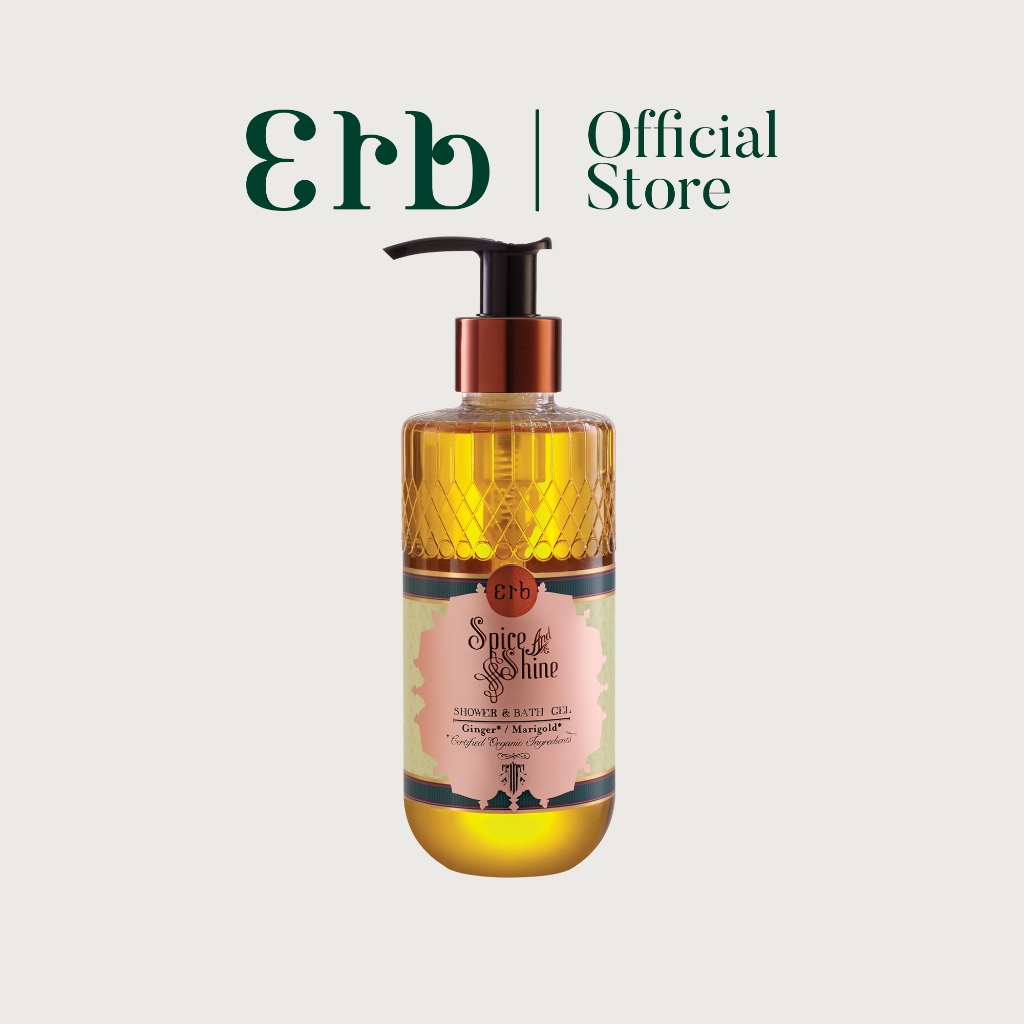 Erb Spice & Shine Shower & Bath Gel 230ml เอิบ เจลอาบน้ำ กลิ่นจิงเจอร์ แมรี่โกลด์ รักษาสมดุลผิว เนียนนุ่ม ไม่แห้งตึง