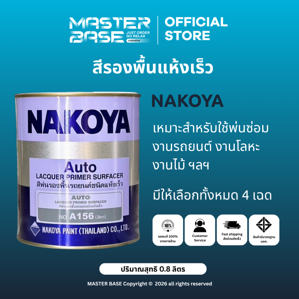 ์NAKOYA นาโกย่า สีรองพื้นนาโกย่า สีพ่นรถยนต์นาโกย่า สีพ่นอุตสาหกรรม  พื้นเทา พื้นขาว พื้นดำ NKY ชนิดแห้งเร็ว 0.8L NKY