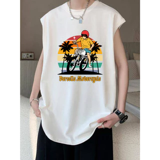 เสื้อแขนกุด สกรีนลายเท่ๆ ขี่มอเตอร์ไซค์ Borcelle Motorcycle OP-1179