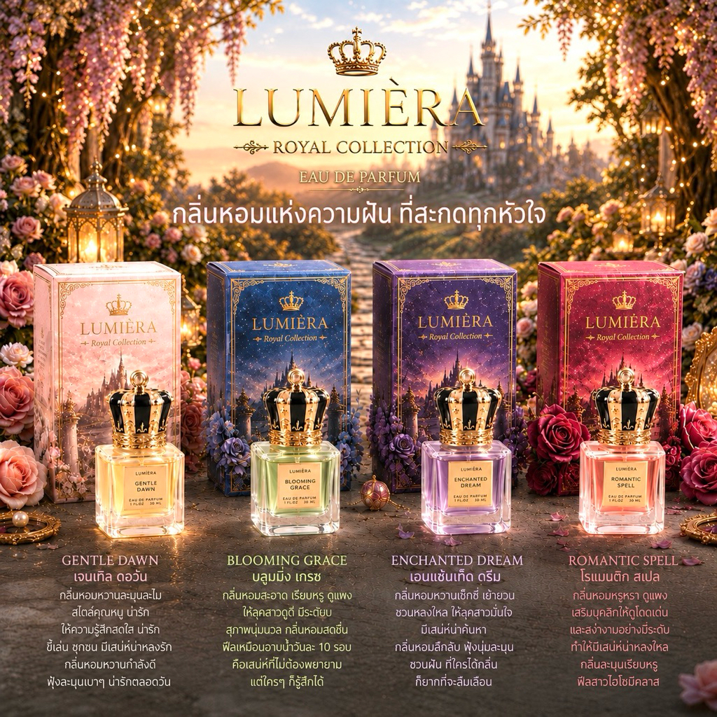 น้ำหอมเจ้าหญิง LUMIÈRA Eau De Parfum 30 ml.  2 in 1 หอมหรูหรา กลิ่นหอมอันน่าหลงใหล ผสมผสานความสดชื่นของผลไม้ และดอกไม้