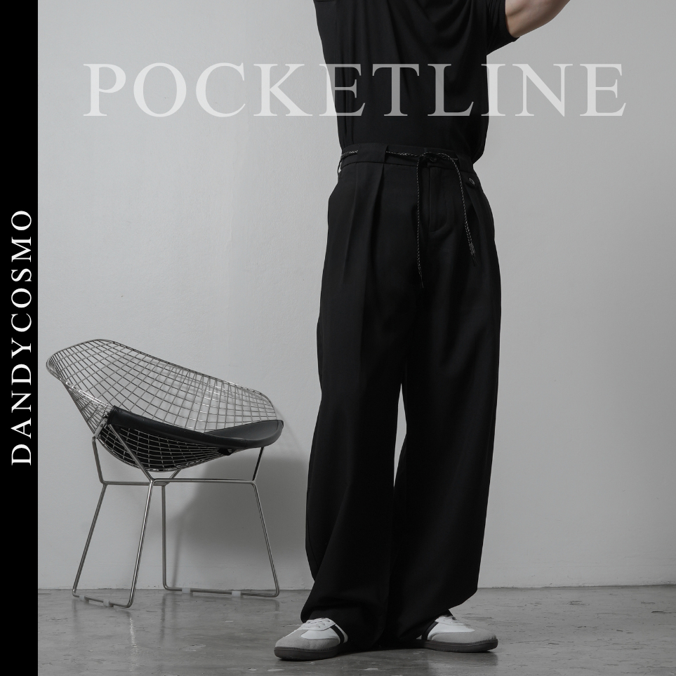 DANDY COSMO |กางเกงผู้ชาย POCKETLINE DUALCHAIN ดีไซน์เก๋ แต่งช่วงเอวด้วย Dual Woven Leater สายถอดออกได้