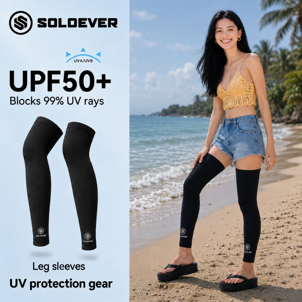 SOLOEVERปลอกขาป้องกันแสงแดด ป้องกันรังสีอัลตราไวโอเลต UPF50+ ระบายอากาศ ปกป้องผิว ท่องเที่ยวกลางแจ้ง