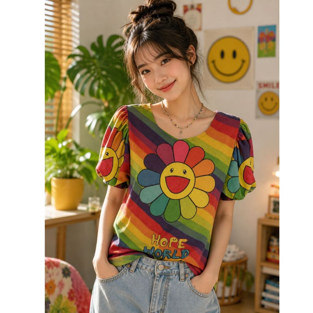 📌ตะกร้าไลฟ์ พร้อมส่ง เสื้อยืดสลาฟแฟชั่น เสื้อผ้าสลาฟ รอบอก38-40" ยาว 24-26"