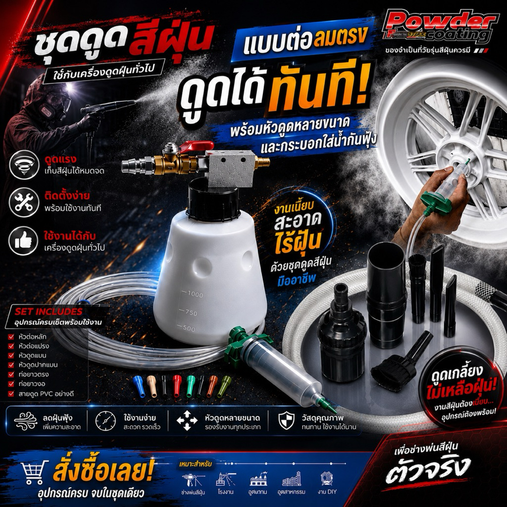 ส่งด่วนโคตรๆ ชุดดูดสีฝุ่นแบบเสียบลมอุปกรณ์ครบพร้อมดูด ใช้งานง่าย ของมันต้องมี