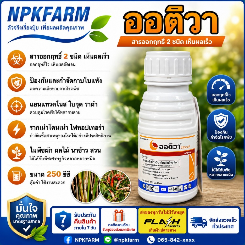ซินเจนทา ออติวา [ ขนาด 250 ซีซี ] อะซอกซีสโตรบิน+ไดฟิโนโคนาโซล กำจัดแอนแทรคโนส ใบไหม้ เมล็ดด่างใบจุด