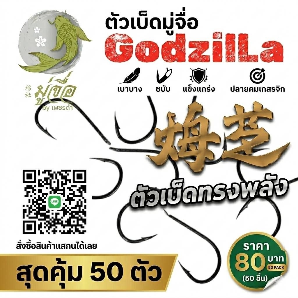 ตัวเบ็ดมู่จื่อ (Godzilla)ทรงจินุ..กล่อง50ตัว///คุ้มสุดๆ