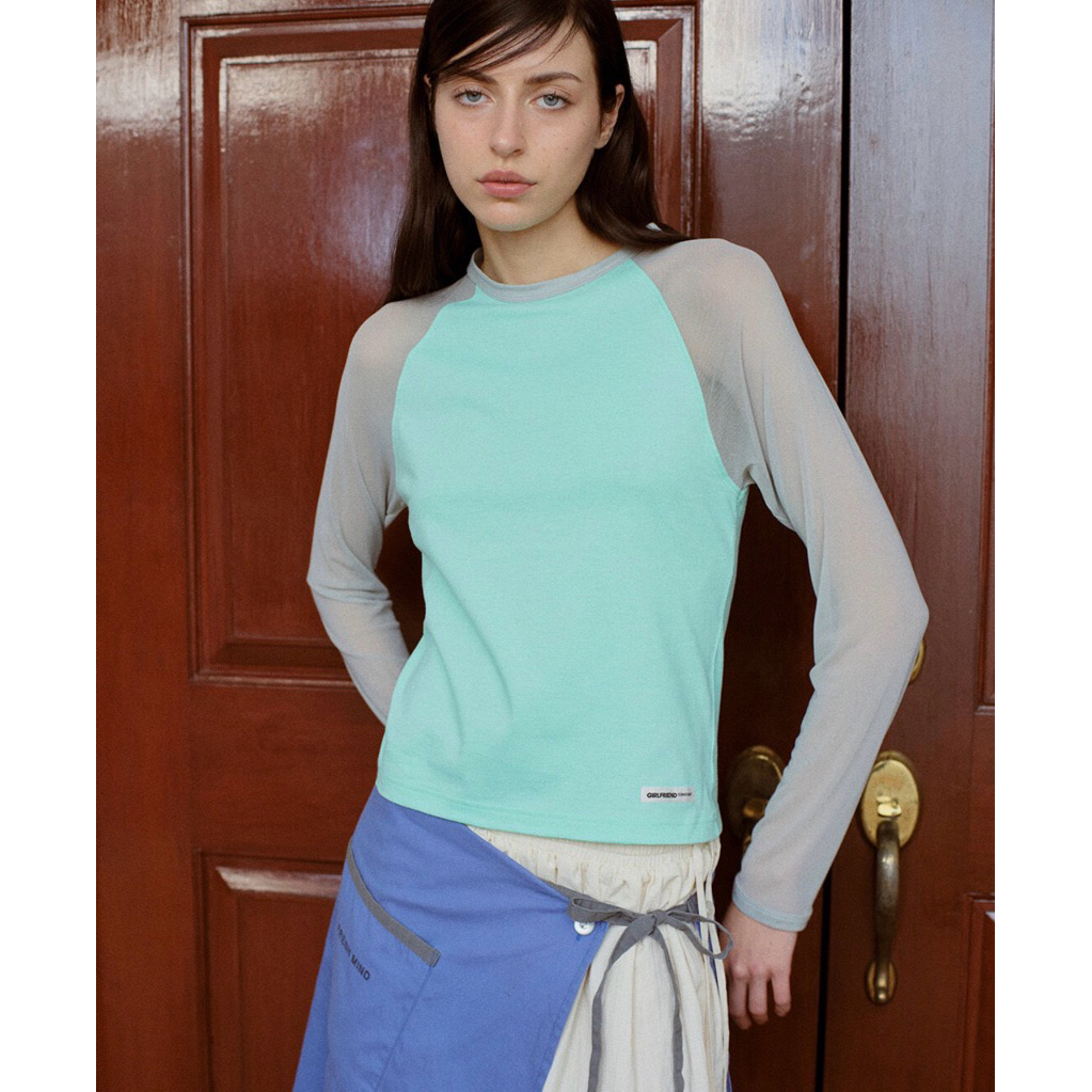 Girlfriend Comfort - Mesh Raglan Long Sleeve Tee - เสื้อแขนต่อตกแต่งแขนผ้าเมช (มีให้เลือก 3 สี)