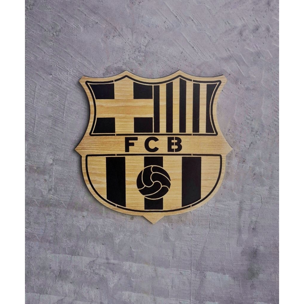 ป้ายตกแต่งติดผนัง  บาเซโลน่า  Barcelona ลายไม้เคลือบเงา