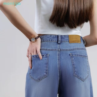 Montipa Wide Soft Touch Jeans กางเกงยีนส์ทรงกระบอก กระดุมและซิปหน้า ผ้า Comfort Soft Jeans RQPJC77