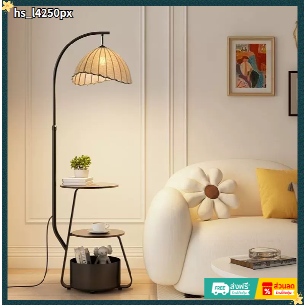 รุ่นใหม่ โคมพื้น floor lamp สีหลอดไฟ นํา ด้วยชั้นวาง สำหรับห้องนั่งเล่นห้องนอนสำนักงาน
