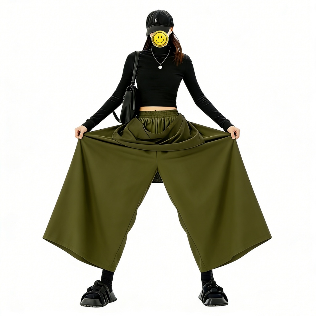 ชุดสาวอวบอ้วนสวยๆ กางเกงพริ้ว cargo pants baggy comfy 40-100KG แฟชั่น ของปลอมสองชิ้น กางเกง9จุด ชุดไปทะเล ไม่จำกัดเ