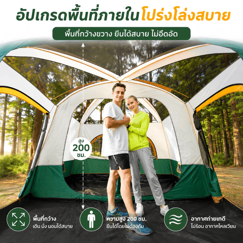Magic pocket เต็นท์ครอบครัว 8-12 คน กันแดดกันฝน มีตาข่ายกันยุง thumbnail 8
