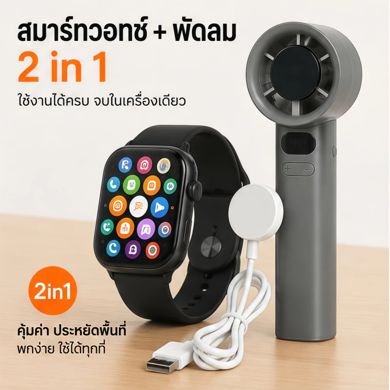 นาฬิกาอัจฉริยะ FAN-50PRO พัดลมในตัว + หูฟัง วัดวัดความดันโลหิตได้ 7 สี อเนกประสงค์ ของขวัญของใช้ดีไอที M11S11 thumbnail 4