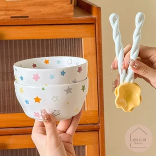 🎁⭐ Color Star Ceramic Gift Set ชุดจานชามเซรามิกลายดาว มาพร้อมกล่อง ของขวัญขึ้นบ้านใหม่ เข้าไมโครเวฟและเครื่องล้างจานได้