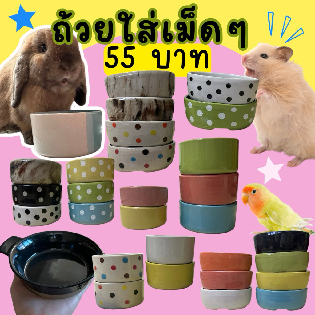 ถ้วยเซรามิก(ขนาดกลาง) ถ้วยอาหารกระต่าย แฮม นก กระรอก