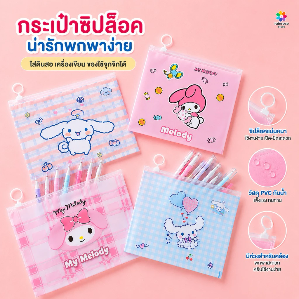 กระเป๋าดินสอ ลายน่ารัก ใส่ปากกา กระเป๋าดินสอ เครื่องเขียน ถุงซิป เครื่องเขียน อุปกรณ์การเรียน