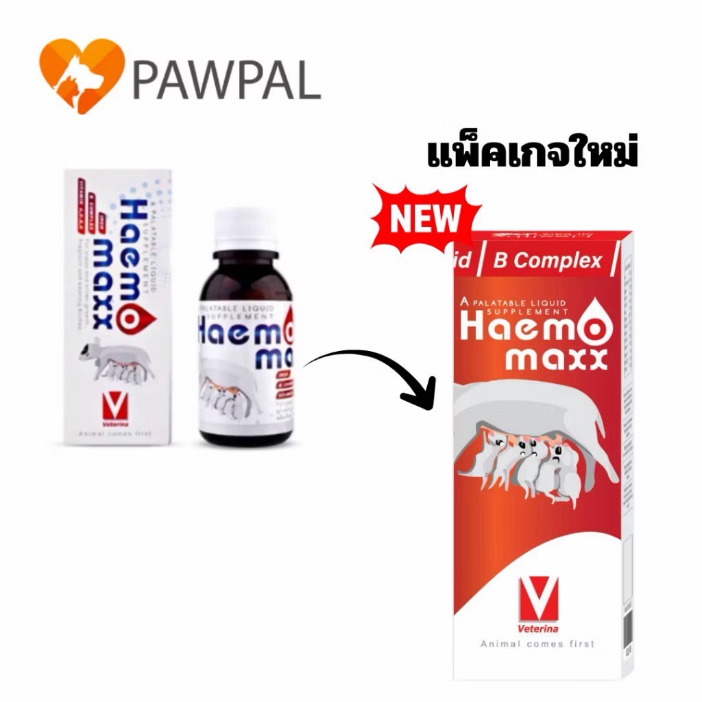 Haemomaxx 100ml วิตามินบำรุงเลือด เหมาะกับลูกสุนัข ลูกแมว แม่สุนัขหลังคลอดลูกหรือให้นมลูก
