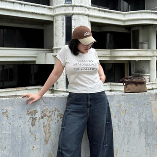 Calories Shirt Crop เสื้อครอปแคลอรี่ 🍔🍟✨ เสื้อครอปสาวอวบอ้วน เสื้อยืดครอป | Geebeety