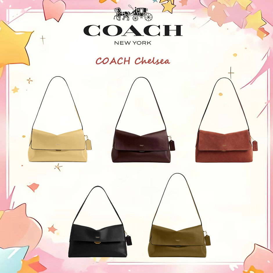 COACH Chelsea กระเป๋าสะพายรักแร้ หนังวัว ตัวล็อคเลื่อน พร้อมซิปด้านใน