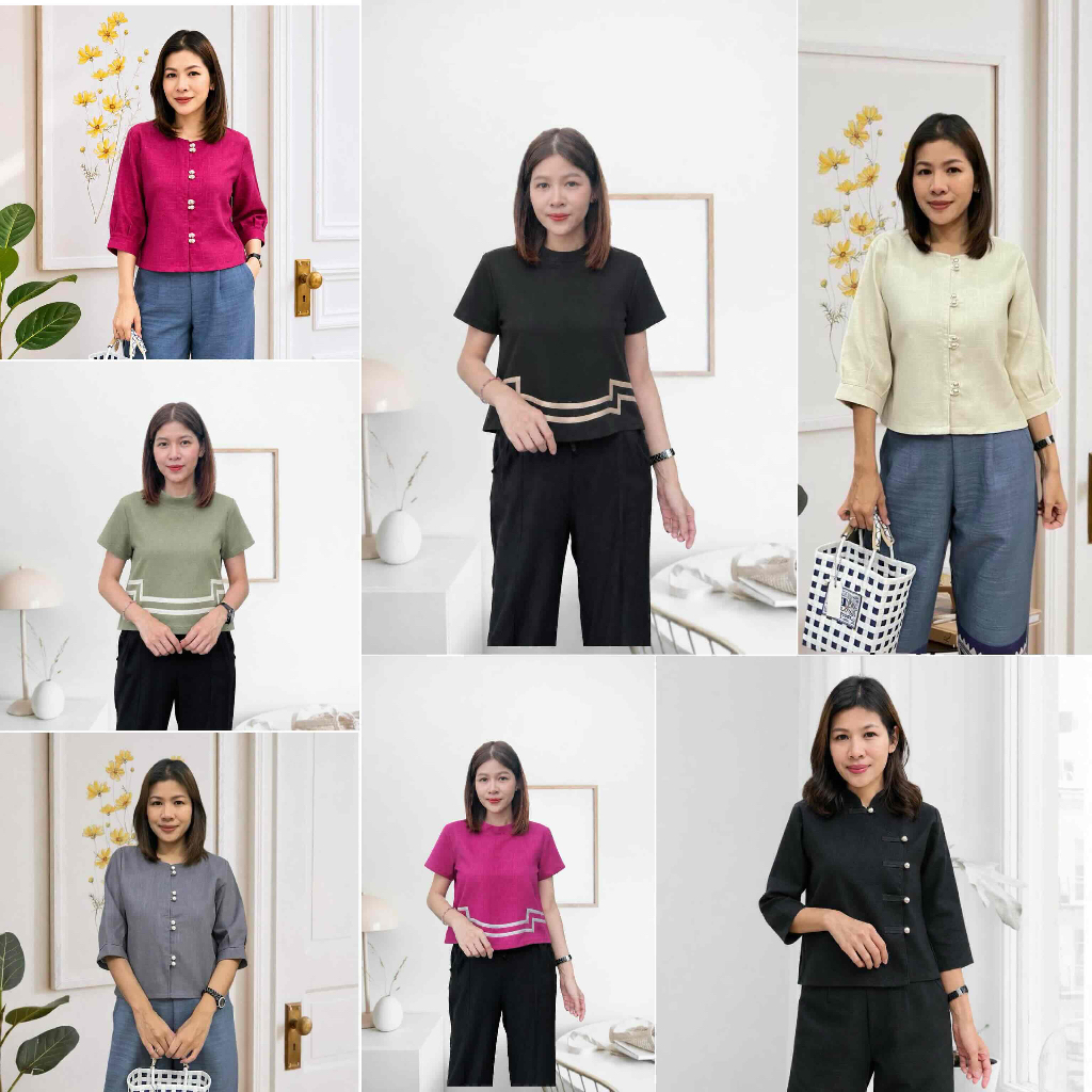 เสื้อลินินกัญชงอัดกาว สั่งตัดตามออเดอร์ แบบสีพื้น