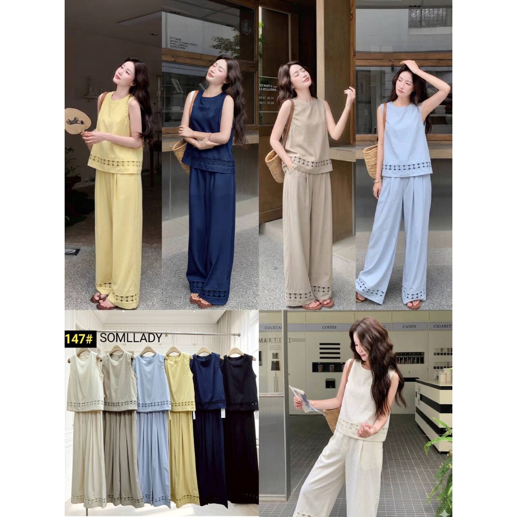 LILY งานนำเข้า งานป้าย ชุดเซ็ต 2 ชิ้น [เสื้อ+กางเกง] ผ้าเนื้อดีมาก ใส่สบาย แพทเทิ่ลน่ารักๆ ทรงใส่ได้ตลอดค่า