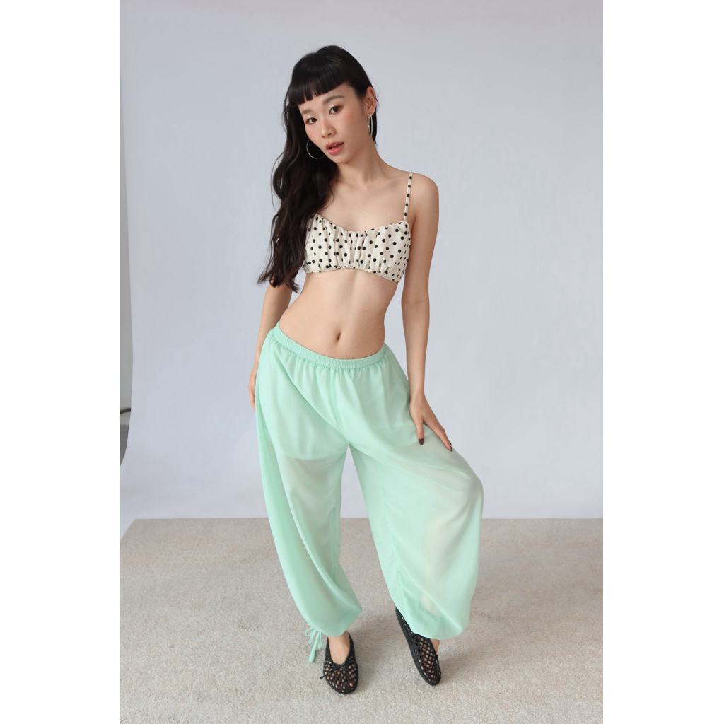 Lola genie pants - Highestjump กางเกงขายาวทรงจินนี่โบว์ปลายขาซับในครึ่งตัว พร้อมส่ง (มิ้น ส่งตามลำดับ ไวสุด 1/8)