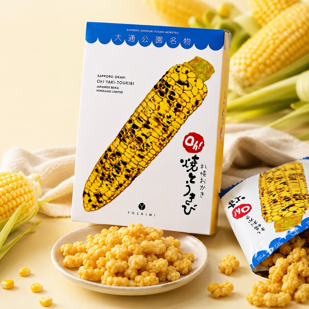โยชิมิ ข้าวอบกรอบญี่ปุ่นรสข้าวโพดย่าง จากฮอกไกโด