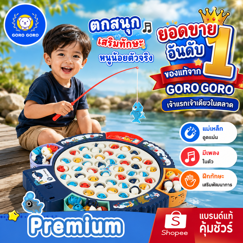 ตกปลาของเล่น เกมส์ตกปลา [ รุ่น𝑷𝒓𝒆𝒎𝒊𝒖𝒎 เบ็ดแม่เหล็ก] มีเพลง ร้านแรก*มีเจ้าเดียว จัดส่งเร็วมาก