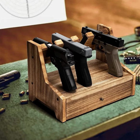 PISTOL RACK ที่วางปืuพก พร้อมลิ้นชักสำหรับเก็บอุปกรณ์เสริม