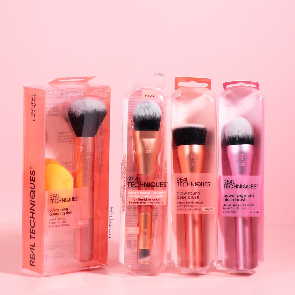 REAL TECHNIQUES GLOW ROUND BASE BRUSH / COVER + CONCEALER / BLENDING DUO /POWER PIGMENT BLUSH