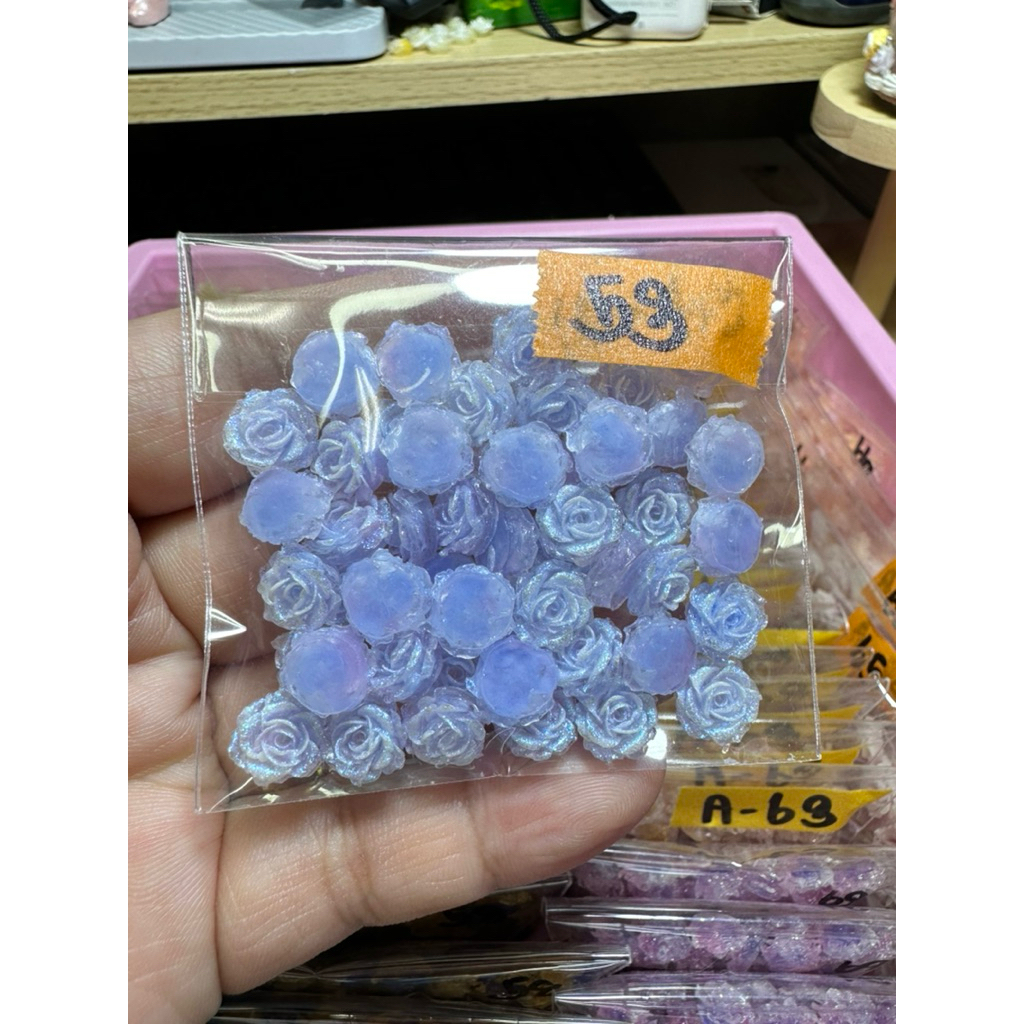 A 1  1-A100 กุหลาบจีน 8มิล 50ชิ้น ตกแต่งยาดม อะไหล่ติดเล็บ งานdiy เพลินdiy
