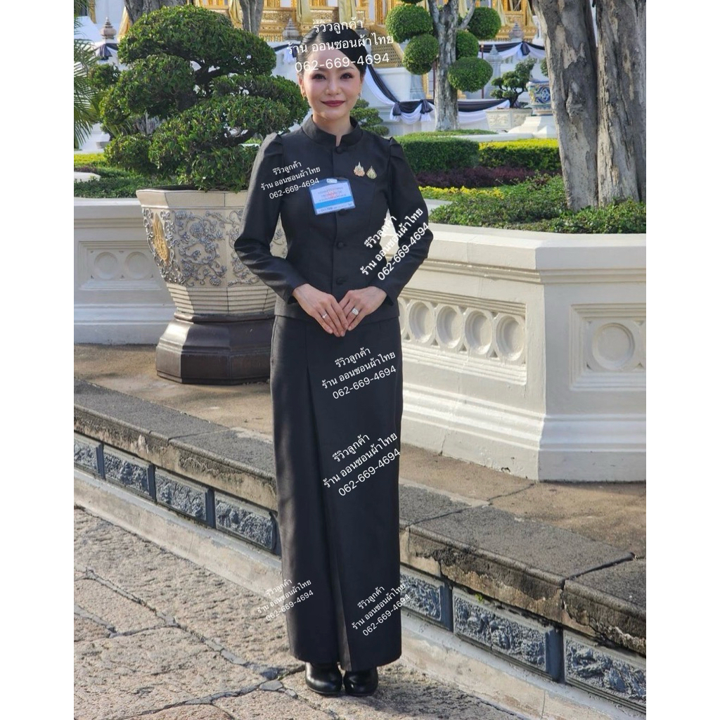#ตัดโดยช่างไทย คัตติ้งเนี๊ยบๆ จิตรลดา​สีดำ  แยกเสื้อ390​-490 ซิ่น​ 390-490บาทค่ะ