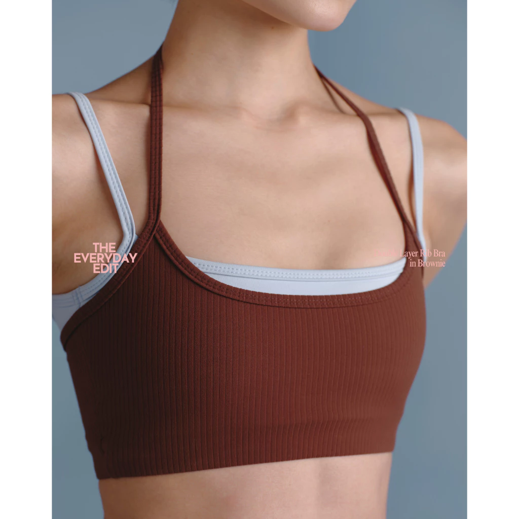 when.we.stretch - Everyday Double Layer Rib Bra สายคล้องคอปรับระดับได้ (-เฉพาะบรา-) *พร้อมส่ง*