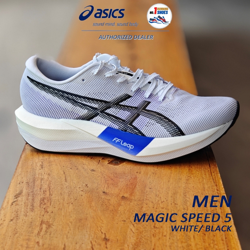 Asics รุ่น Magic Speed 5 1013A183-100 สี WHITE/ BLACK, FF LEAP, Full Carbon ของเเท้ 100%