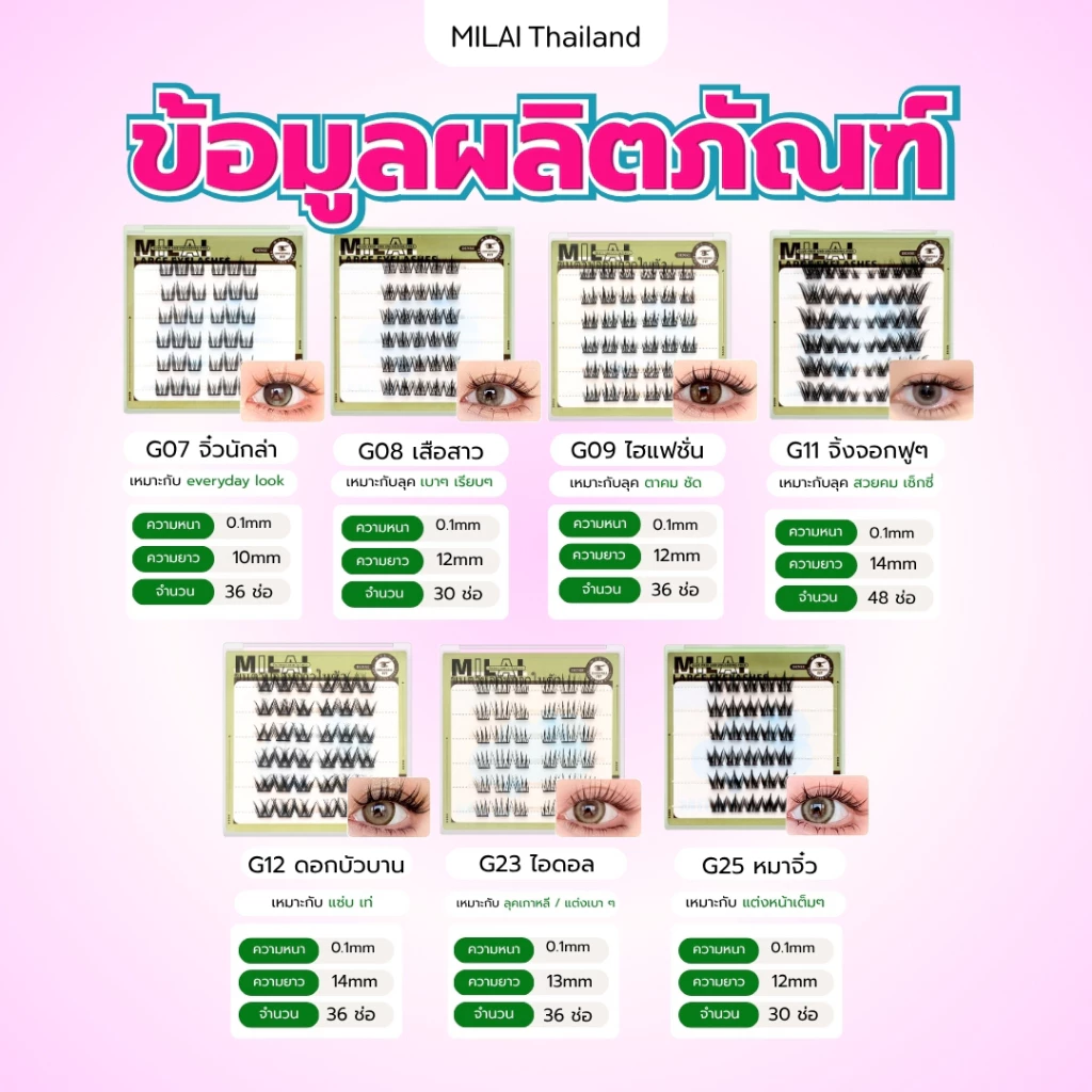 【ซื้อครบ3กล่องแถมแหนบ】MILAIขนตาปลอมกาวในตัว ติดง่าย เรียงเส้นสวย เป็นธรรมชาติ มีให้เลือกครบทุกสไตล์ thumbnail 4