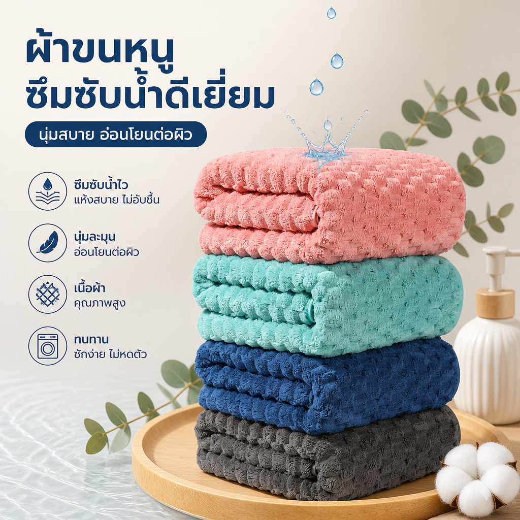 【คุ้มค่าสุดๆ: แพ็ค 2 ชิ้น】ผ้าขนหนูอาบน้ำกำมะหยี่ ขนาด 140*70 ซม.เนื้อหนาเป็นพิเศษ นุ่มมาก ซึมซับดีเยี่ยม จัดหาถุงบรรจุภั
