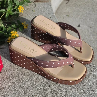 💖 OHODOODEE 💖 Polka Dot Retro Wedges รองเท้าแตะส้นตึกคุณหนูลายจุดสุดคลาสสิก สูง 3 นิ้ว ST127